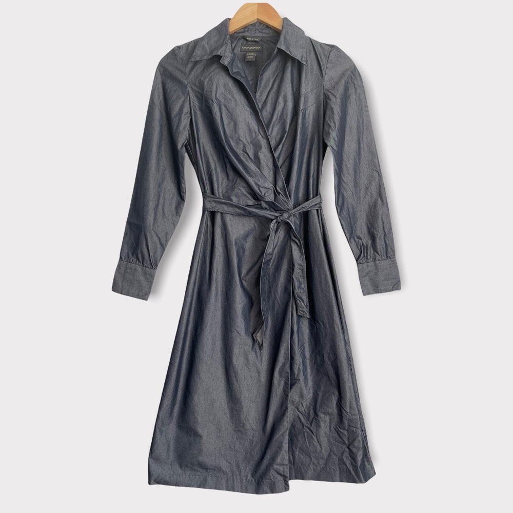 Banana Republic Blue Metallic Wrap Dress  Size 2